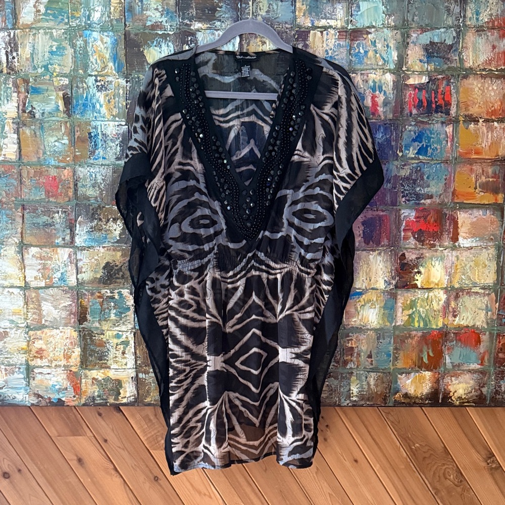 Embellished Animal Print Cover-Up